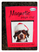 Pup in Santa Hat Deluxe Single Magnetic Page Clip Bookmark by Re-marks