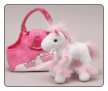 Karimee White Horse with Pink & White Purse 8" by Unipak