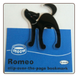 Romeo Black Cat Clip-Over-The-Page Bookmark by Re-Marks