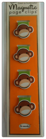 Monkey Illustrated Magnetic Page Clips Set of 4 by Re-marks