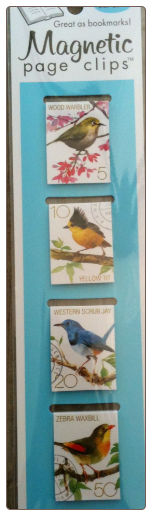 Bird Stamps Illustrated Magnetic Page Clips Set of 4 by Re-marks