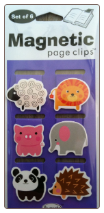 Small Animals Mini Illustrated Magnetic Page Clips Set of 6