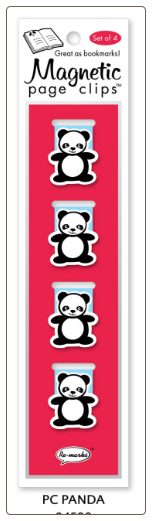 Panda Illustrated Magnetic Page Clips Set of 4 by Re-marks