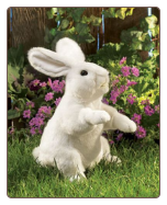 Standing White Rabbit Hand Puppet 17" by Folkmanis