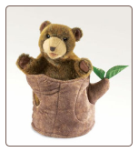 Bear In Tree Stump Hand Puppet 10" by Folkmanis
