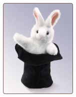 Rabbit in Hat Hand Puppet 15" by Folkmanis