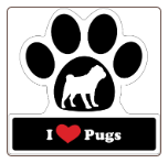 I Love Pugs Car Magnet by Little Gifts